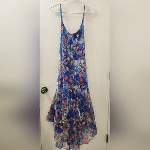 Sensations Pour Elle Floral Blue Sleeveless Dress, Size Small.